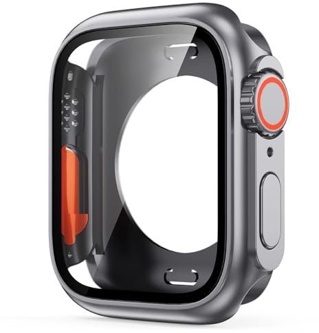 FFHAO Displayschutzfolie für Apple Watch S10, 46 mm, S10, 42 mm, 45 mm, 44 mm, 40 mm, 41 mm, hartes Polycarbonat, vorne und hinten, für iWatch 10, 9, 8, 7, SE, 6, 5, 4, Change(Original Schwarz, 45 mm)