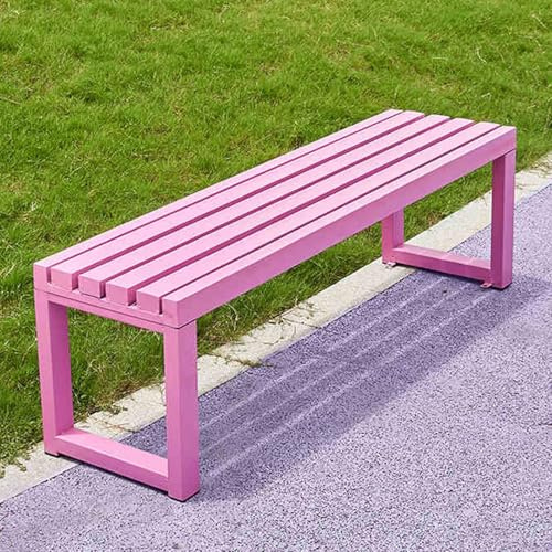 Gartenbank aus Holz, Gartenbank für 2 Personen, Spielbank für Terrasse, Veranda oder Garten, Gartenbank ohne Armlehnen (rosa, 150 cm)