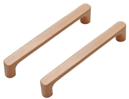 KOVNISE Lot de 2 Poignée Meuble en Bois de Hêtre Massif Couleur Bois Original Style Simple et Moderne pour Armoire Porte Troir Commode (2, 160MM)