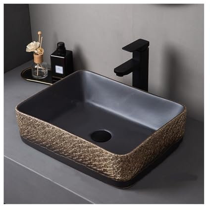 Lavabo Baño Lavabo de encimera rectangular for exterior e interior, for patio o baño, de cerámica con accesorios. Lavabo Sobre Encimera