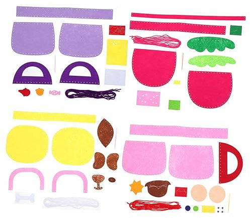 CHICAMPERA 4sätze Kinderhandtaschen Handgemachte Nähkits Für Kleine Aufbewahrungstaschen Kreative Bastelsets Für Mädchen Aus Hochwertigem Vliesstoff Für Kleine Gegenstände