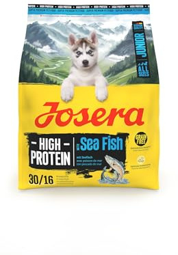 JOSERA High Protein Seefisch | 900 g | Trockenfutter für Junge Hunde | Junior | Lachs & Süßkartoffel | Getreidefreies Premiumfutter für aktive Hunde | proteinreich | L-Carnitin & Taurin