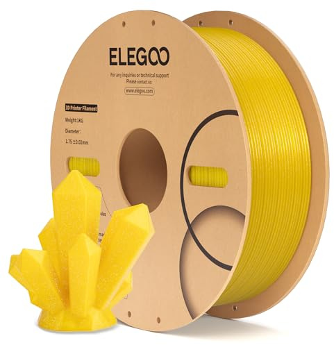 ELEGOO Sparkle PLA Filament 1.75mm Glitzer Gold 1kg, Glitzerndes Glänzendes 3D-Druckerfilament Mit Hoher Maßhaltigkeit, 1kg Spule Für Die Meisten 3D Drucker