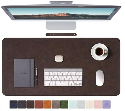 Schreibtischunterlage aus Leder, extra großes Mauspad für Gaming & Büro, rutschfeste wasserdichte Schreibtischunterlage, Vintage-Stil, Tastatur-Mauspad (Dark Coffee, 90 x 43 cm)