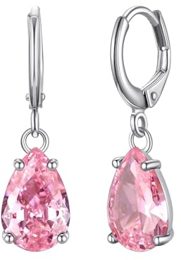 Bestyle Ohrringe Silber 925 Hängend, Sterlingsilber Ohrringe Damen 925 mit Birnenförmig Geburtsstein, Zirkonia Hängeohrringe Geschenk für Damen Frauen Freundin Mama