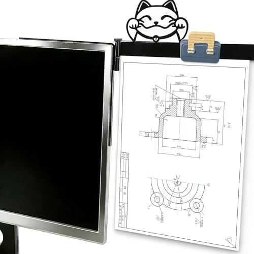 Monitor Document Holder, Paper Holder for Typing with Magnetic Clip, Paper Clip Holder, Adjustable Typing Stand for Office Monitor, Desktop Monitors