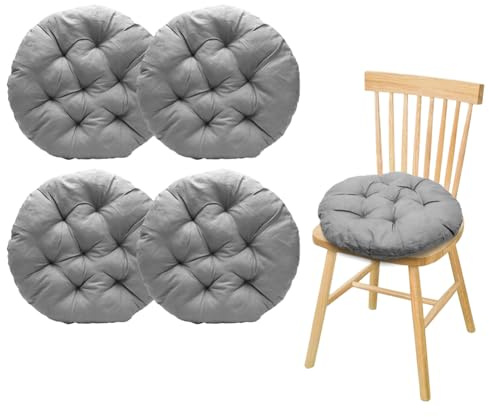 XUTUUDID 4er Set Stuhlkissen Rund 40x40x3cm, Bodenkissen Rund, Stuhlauflage für Indoor & Outdoor – Stuhlauflage für Esszimmer, Wohnzimmer, Büro und Garten (Dunkelgrau)