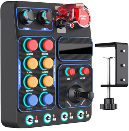 PUSOKEI CB1 Gaming-Tastenbox mit 19 Tasten, USB-PC-Rennsimulator-Instrumentenzentrale-Steuertastenbox, 30 Programmierbare Tasten und Einstellbares RGB-Licht