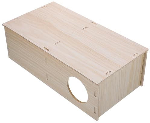HOOWIFFY Holzhaus Beige Mehrkammer Hamster für Meerschweinchen Kleintierhaus Warmes und Beruhigendes Versteck Farbe als Kuscheliges Käfig