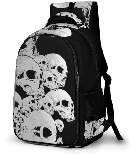 Lyfthologen Tagesrucksack, Glitzer-Pailletten-Rucksack, Rucksack mit Taschen für Wandern, Camping, Reisen, Schwarze Totenköpfe, One Size