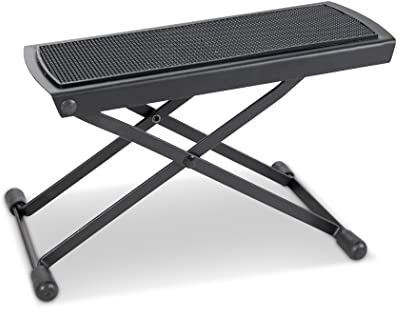 GEWA Metallfußbänkchen (Gitarrenstütze), verstellbar, kompakt und robust in schwarz