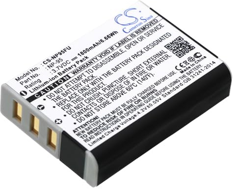 CS-NP95FU Akku 1800mAh Kompatibel mit [Fujifilm] FinePix F30, FinePix F31fd, X-S1, X100, X100S, X100T, X30, X70, XF10, für [Ricoh] GXR, GXR-A12, GXR-S10 Ersetzt DB-90, NP-95