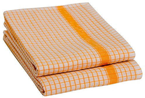 Gaufrex – Paño de cocina de algodón 50/80, diseño de rayas, color amarillo