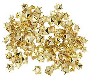 Spike Quadratische Ohrstecker Nieten in Gold für Leder Bekleidung Beutel Jeans Basteln - Punk Pyramid-nieten für Verzierung - Gold, 12mm