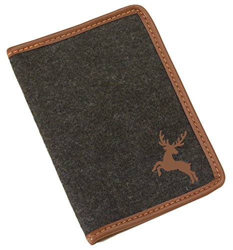 Akah Loden braun Jagdscheinetui mit Elchleder, Tiermotiv, Klassisch für Unisex-Erwachsene