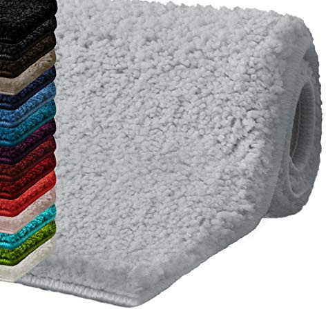 casa pura Badematte rund 95cm hellgrau, Flauschiger Badezimmerteppich Shaggy, Badvorleger rutschfest, waschbar, Duschvorleger, Teppich Fußmatte für Badezimmer und Dusche