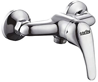 Vetrineinrete® Rubinetto da parete per doccia con attacco ½” per tubo flessibile doccetta miscelatore monocomando ottone cromato lucido A123