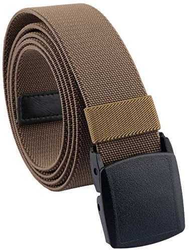 KYEYGWO Elastischer Stretch-Freizeitgürtel, Herren Tactical Hiking Belt aus Kunststoffschnalle, Braun