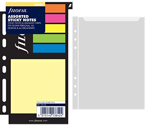 Filofax 130136 Haftnotizen, farbig sortiert & 343612 Klarsichthülle A5, oben offen