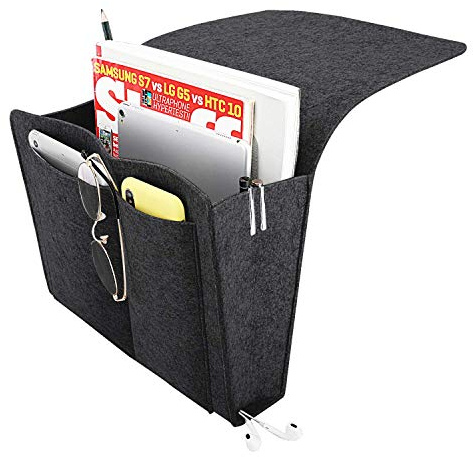 King of Flash Bedside Pocket Organiser - Premium Quality Caddy Storage Organiser Compatible For Dorm College Room, Bunk Bed, Hospital Bed, Kids Baby Bed Holds your iPad, Books, Tablet, Phone