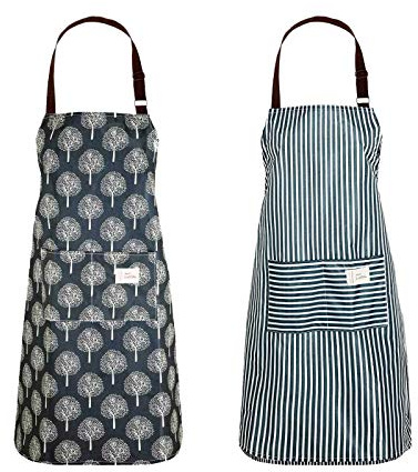Lanzn 2Pcs PVC Apron Plastic Waterproof Wipeable Chef Pinafore Apron Adjustable Vinyl Wipe Clean Apron With Pockets For Women Men Adult Lady Dishwashing Kitchen Cooking