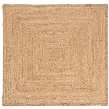 carpetfine Juteteppich Nele Beige handgewebt aus Jute 300x300 cm | Quadratischer Naturfaserteppich im Boho Style für Wohnzimmer, Küche und im Flur