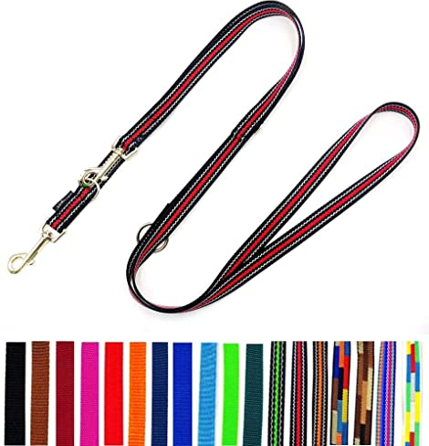 Hundeleine Doppelleine verstellbar 2m / 2,40m / 2,80m / 3,50m / 5m große Hunde 20mm/25mm (Ohio (S-Grau-Rot) 20mm, 2,00m)
