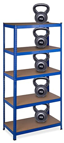 relaxdays Scaffale in Metallo, capacità 1325 kg, 180x90x45 cm, 5 Ripiani, Casa, Dispensa, Garage & Officina, Acciaio,Blu