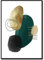 Bild mit Rahmen abstrakt Green Shape 2 | schwarzer Holzrahmen Optik | modern Kunst | farbig Linien und Formen fein | Wohnzimmer Schlafzimmer Arbeitszimmer Büro | schwarz grün gold | 50 x 70 cm