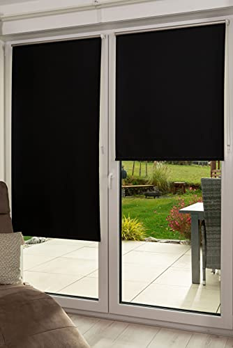 K-Home Thermorollo Verdunklungsrollo ohne Bohren Schwarz B130 x H150 cm