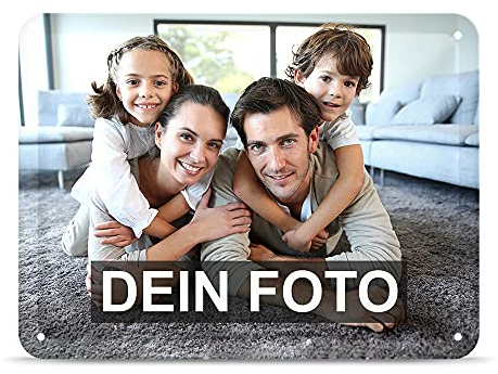 PR Print Royal Blech-Schild selbst gestalten - Metall-Poster mit Foto und Text Bedrucken - Schild A5, 15x20cm, Querformat I Personalisiertes Geschenk