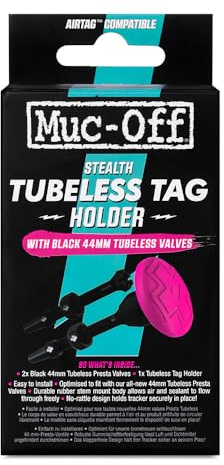 Muc-Off Unisex-Adult Stealth AirTag Holder & Tubeless Valves Kit, Pink/Black, One Size