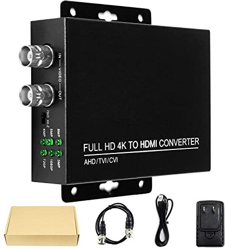 WANLUTECH Convertitore da TVI/CVI/AHD a HDMI Convertitore Full HD 4K