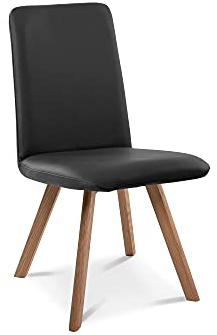 moebel-eins Gloria Polsterstuhl, Gestell Massivholz, mit Drehfunktion, Echtleder, schwarz