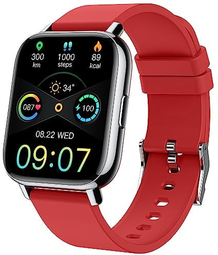 Ordtop Smart Watch, Fitness Tracker 1.69 Touch Screen Heart Rate Sleep Monitor, IP68 Waterproof Fitness Watch, 24 Modes, Pedometer Step Activity Trackers Smartwatch for Men Women for Android iOS Red