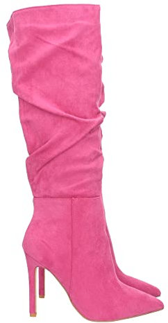 shoes&blues.es 68291-Bota con Tacon Fino para Mujer, con Punta Fina, Cana Arrugada, y Cierre de Cremallera, Otono Invierno 2022. Talla 40 Fucsia