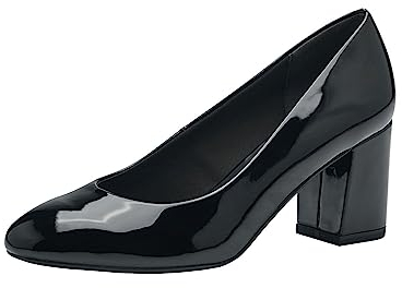 Tamaris Damen Pumps Vegan Blockabsatz; Black PATENT/schwarz; 40 EU