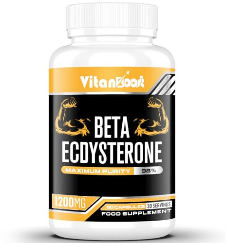 Beta Ecdysterone Supplement 1200mg | Exercise Performance, Strength and Protein Synthesis, 98% Maximum Purity Formulated for Enhanced Absorption (60 Count (Pack of 1))