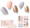 NAILOG Semi Cured Gel Nail Strips, 34 pcs Salon-Quality Gel Nail Stickers, Long Lasting Nail Wraps for Women with Soft Gel Finish, Neon Peach, Purple Grey & Gold Glitter, Summer Soiree