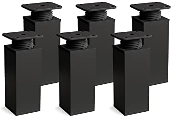Sossai Vierkant-Möbelfüße MFV1, 6er Set, 120 mm, höhenverstellbar, schwarzmatt, für Schränke, Regale und Kommoden