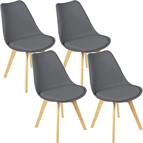 Charles Jacobs 4 x Modern Style Dining Chairs With Solid Beech Legs - Grey