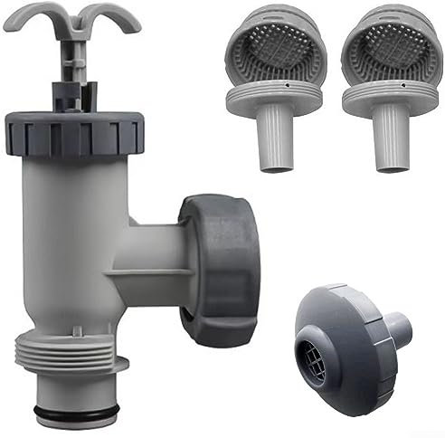 FACULX Above Ground Swimming Pool Inlet Air Water Jet Replacement Part Kit for Intex 26004E ; Includes Plunger Valve, Strainer Connector, Strainer Grid