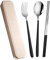 BebeXi Bacchette Sushi Bacchette Cinesi Bacchette Set di Bacchette riutilizzabili in Acciaio Inox, Cucchiaio Portatile, Set da tavola per Adulti, in Tre Pezzi