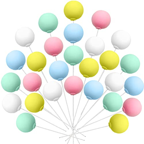 Morofme Ballon Kuchen Topper 30pcs Mini bunte Ballon Kuchen Picks Ballon Cupcake Topper Ballon Cluster Kuchen Topper Picks Ball Kuchen Cupcake Dekor Einsatz für Puppenhaus Baby Dusche Geburtstag Party