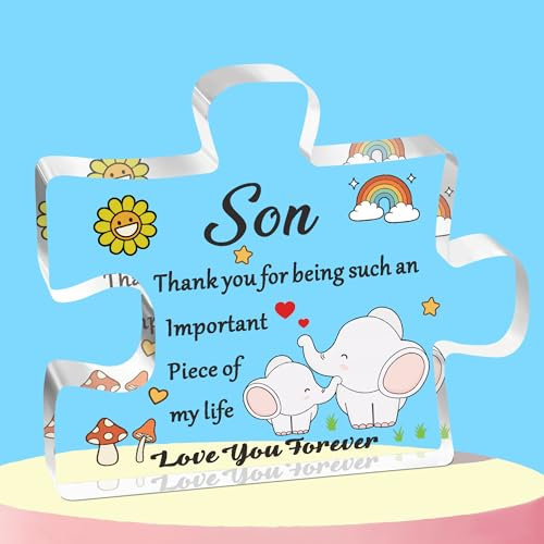 QMVMV Son Gifts from Dad Mum Acrylic Block Puzzle Son Gifts Birthday Christmas Thanksgiving Gift for Son