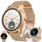SGDDFIT Montre Connectée Femme avec Alexa Intégrée/Appel Bluetooth 5,3/Numérotation, 1,38 Diamond Smartwatch Compatible Android iOS, Fonction Féminine, GPS Partagé Montre Cardiofrequencemetre (Or)