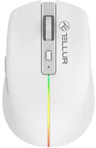 TELLUR Kabellose Maus mit Lautlosem Klicken, Wiederaufladbar USB C, 2,4 GHz USB Nano Empfänger, Wireless Mouse Silent Click, 1600 DPI, RGB Lichtband, Schlankes und Leichtes Design zum Tragen (Weiß)