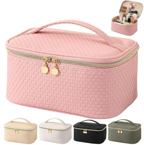 Bestash Trousse de Toilette Femme Voyage,Trousse de Maquillage Grande Capacité, Multifonction Imperméable Trousse de Voyage avec Compartiments Makeup Bag (Rose Clair)