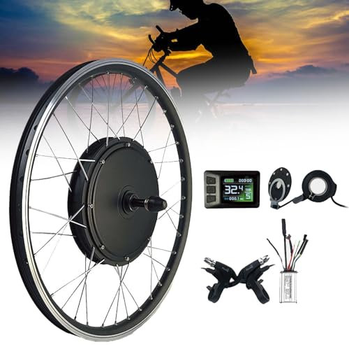 Cashwise Elektrombikes-Umrechnungskit, wasserfestes Hinterrad E-Bike-Umwandlungskit Nabenmotor, Elektrofahrrad-Umwandlungskit mit LCD-Display zum Nachrüst der Hinterrad,48V/1000W-700c
