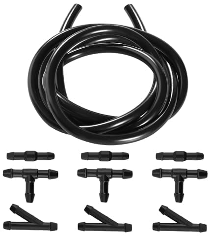 Lyeteung 1m Manguera Limpiaparabrisas Coche, con 9 Piezas Conector Manguera, Kit Universal de Manguera de Limpiaparabrisas, para Conectar la Bomba de Agua del Coche y las Boquillas